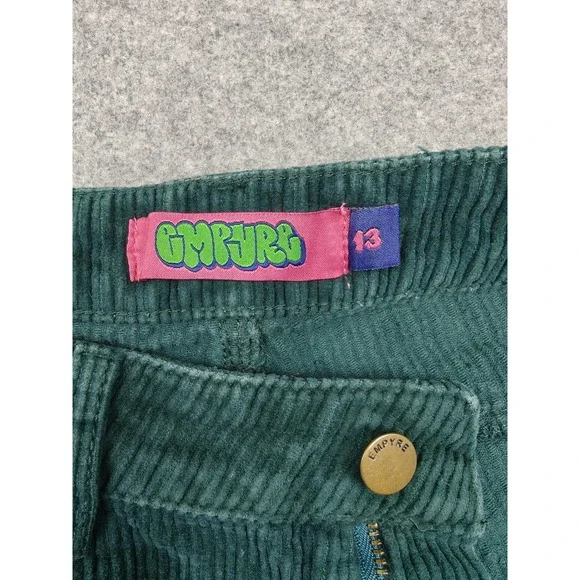 Empyre Pants Teens 13 Green Corduroy Relaxed Straight Leg Casual Khakis Pockets - Picture 3 of 11